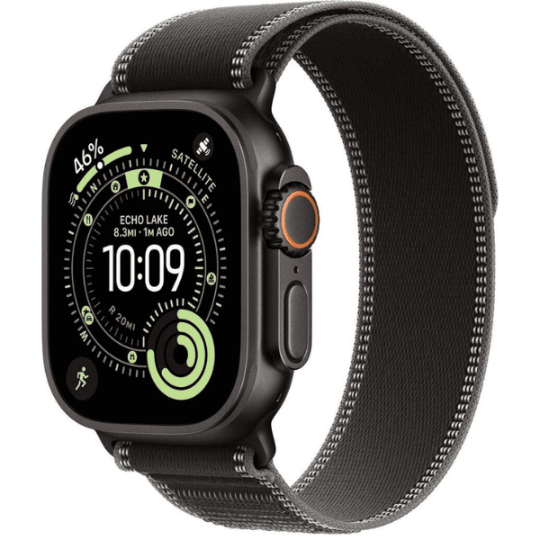 Apple 49mm Black/Charcoal Trail Loop - M/L - Natural Titanium Finish
