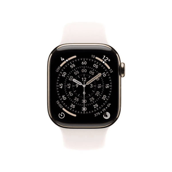 Apple Apple Watch Series 11 GPS + Cellular 42mm Gold Titanium Case with Light Blush Sport Band - Image 2