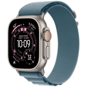 Apple 49mm Light Blue Alpine Loop - Medium - Natural Titanium Finish