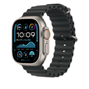 Apple 49mm Black Ocean Band Extension - Natural Titanium Finish