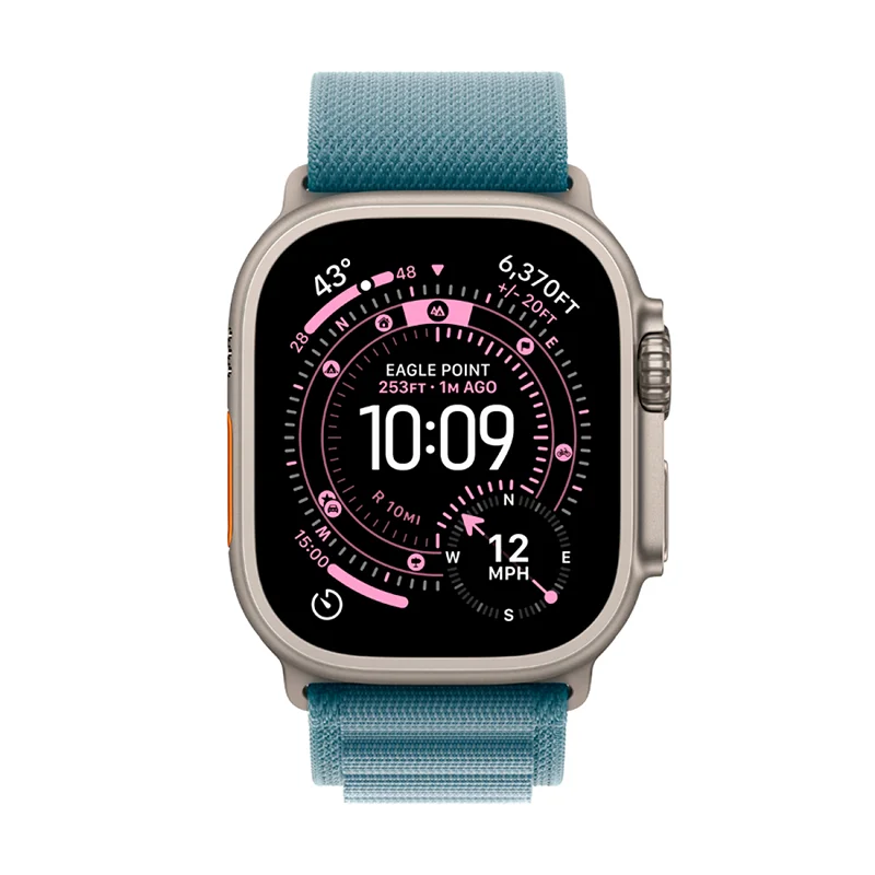 Apple Apple Watch Ultra 3 GPS + Cellular 49mm Natural Titanium Case with Light Blue Alpine Loop - Small - Image 2