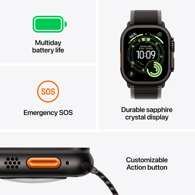 Apple Apple Watch Ultra 3 GPS + Cellular 49mm Black Titanium Case with Black Alpine Loop - Small - Image 3