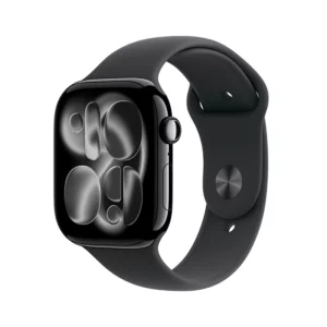 Apple Watch Series 11 GPS + Cellular 46mm Jet Black Aluminium Case with Black Sport Band - S/M