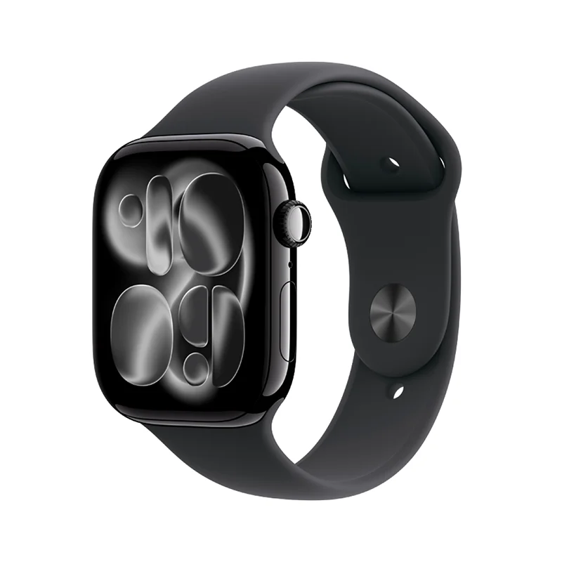 Apple Watch Series 11 GPS + Cellular 46mm Jet Black Aluminium Case with Black Sport Band - S/M