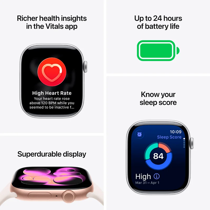 Apple Watch Series 11 GPS + Cellular 46mm Jet Black Aluminium Case with Black Sport Band - S/M - Image 3