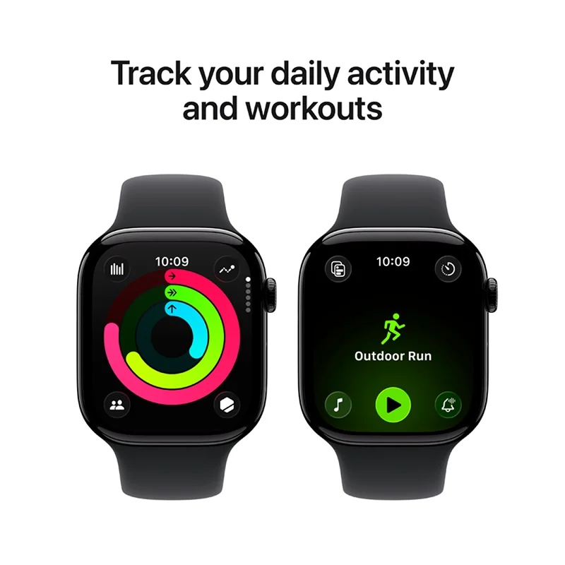 Apple Watch Series 11 GPS + Cellular 46mm Jet Black Aluminium Case with Black Sport Band - S/M - Image 4