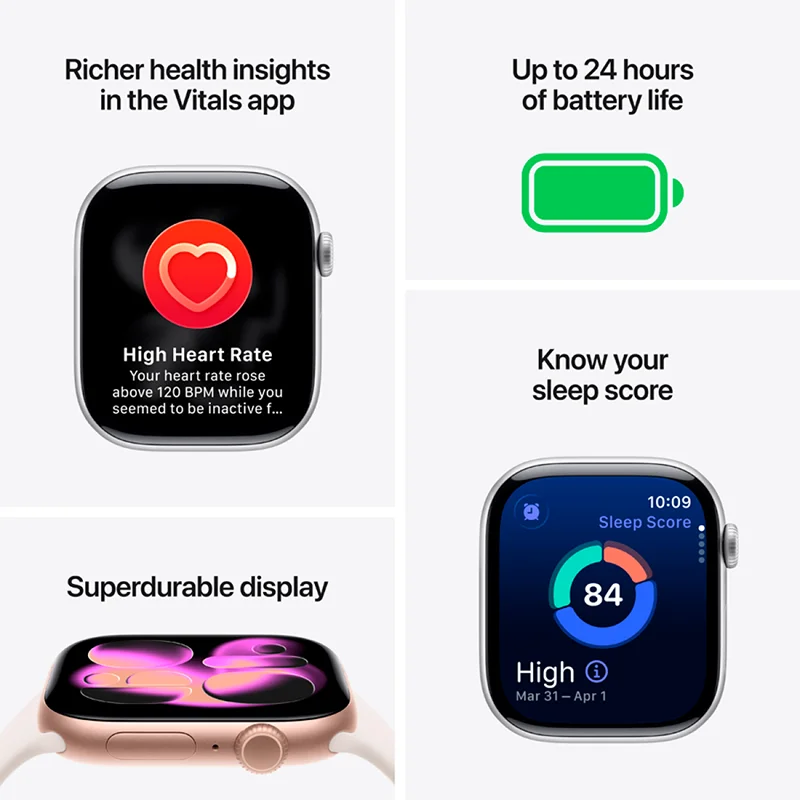Apple Watch Series 11 GPS + Cellular 46mm Silver Aluminium Case with Purple Fog Sport Band - M/L - Image 4
