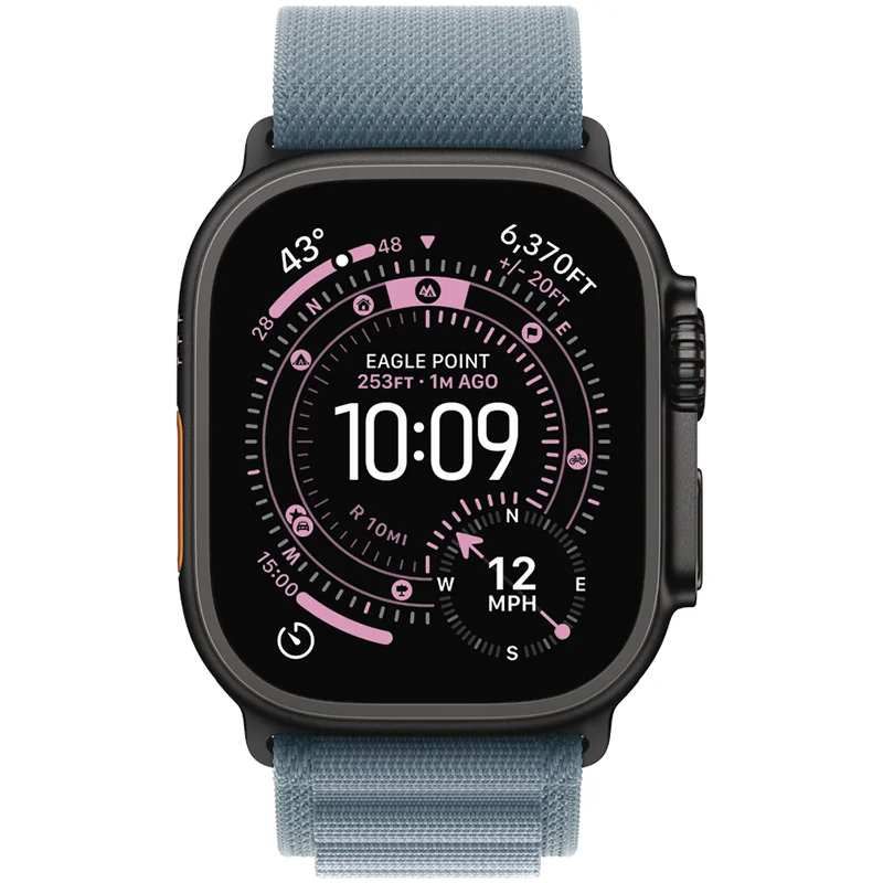 Apple 49mm Light Blue Alpine Loop - Small - Black Titanium Finish - Image 4