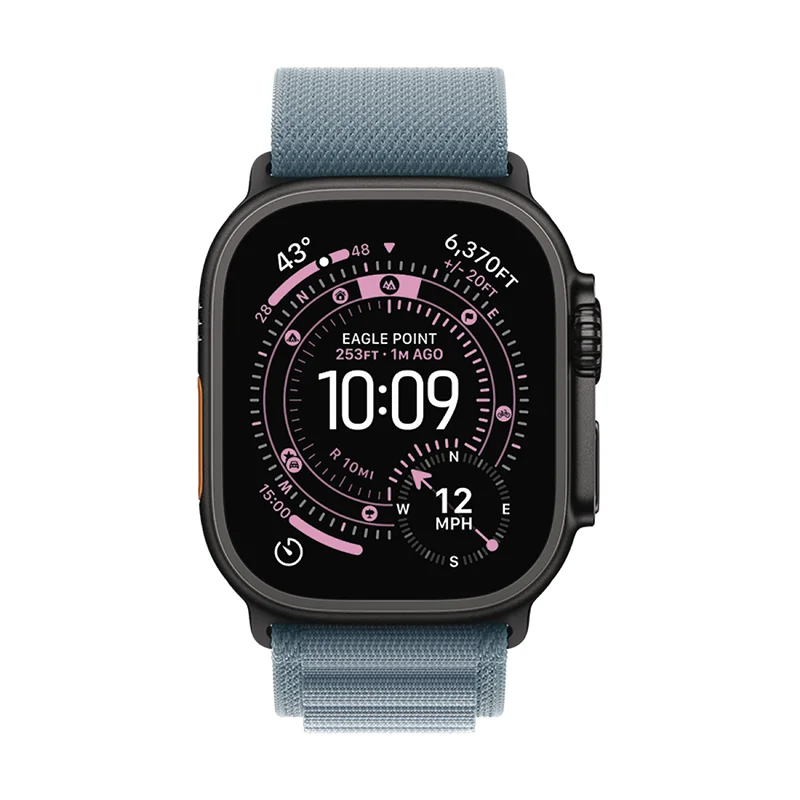 Apple 49mm Light Blue Alpine Loop - Medium - Black Titanium Finish