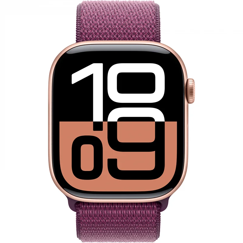 Apple Watch Series 10 GPS 42mm Rose Gold Aluminium Case with Plum Sport Loop - Image 3