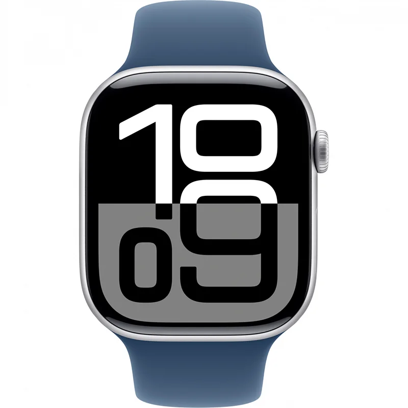 Apple Watch Series 10 GPS + Cellular 42mm Silver Aluminium Case with Denim Sport Band - S/M - Image 2