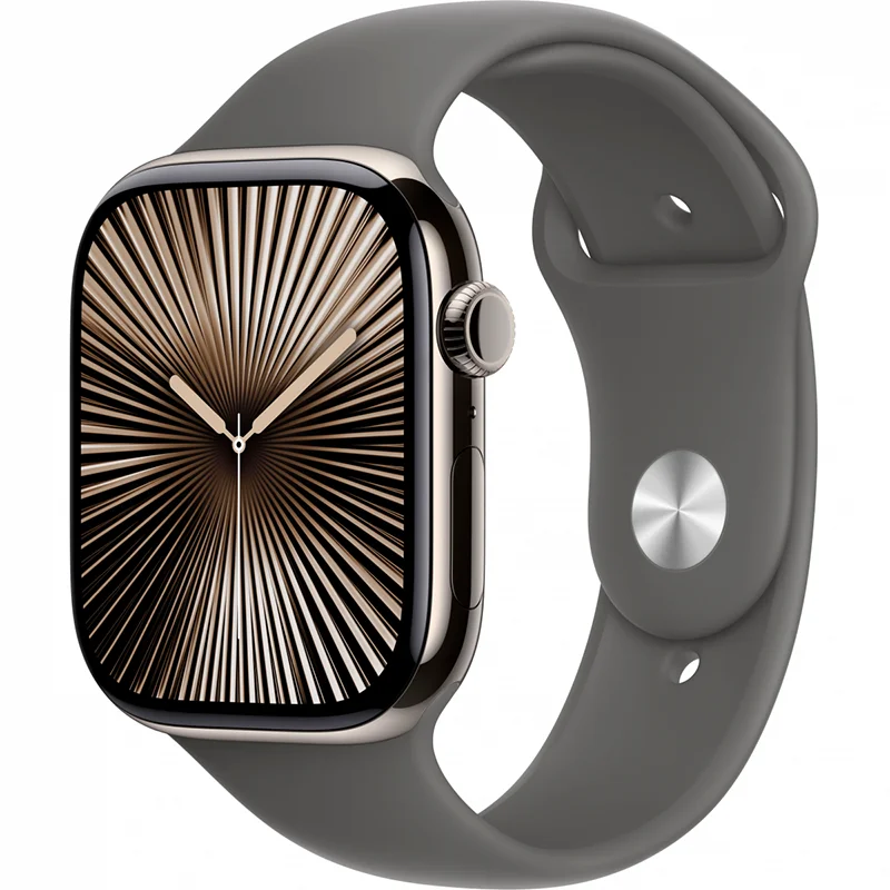 Apple Watch Series 10 GPS + Cellular 46mm Natural Titanium Case with Stone Grey Sport Band - M/L - Image 2