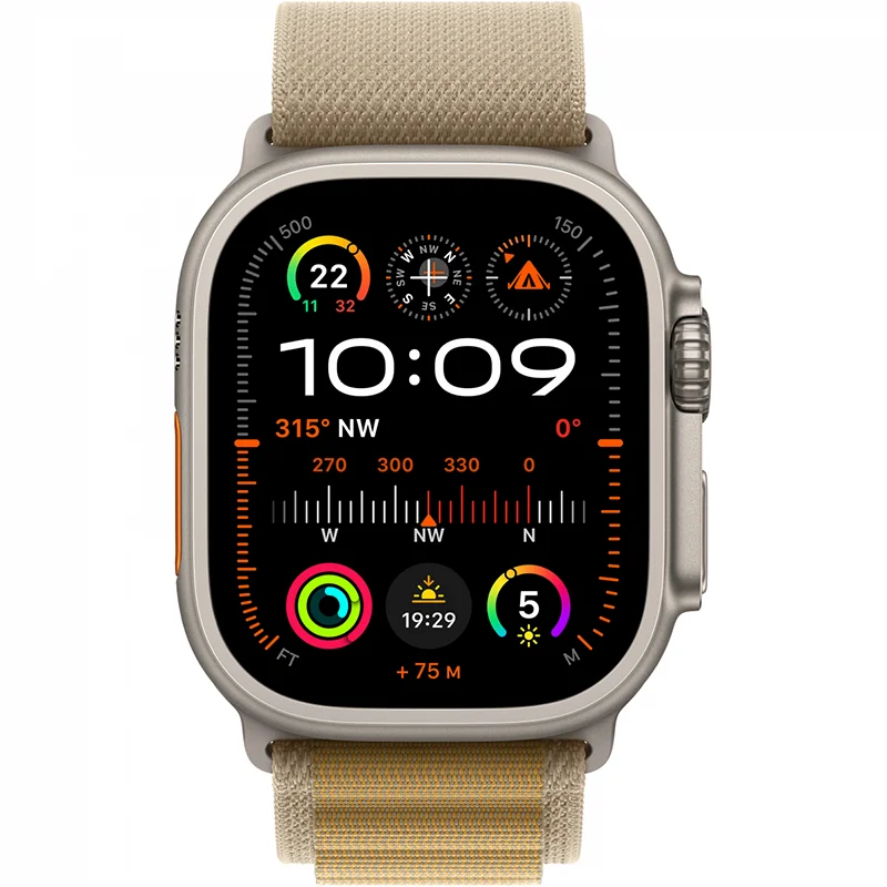 Apple Watch Ultra 2 GPS + Cellular 49mm Natural Titanium Case with Tan Alpine Loop - Medium - Image 2