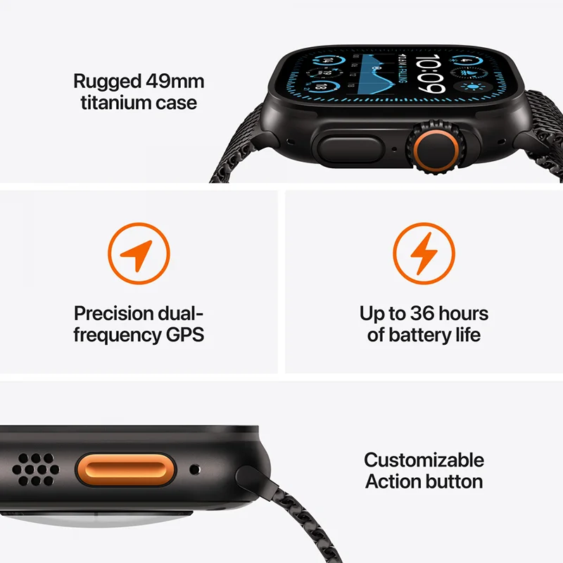 Apple Watch Ultra 2 GPS + Cellular 49mm Black Titanium Case with Black Trail Loop - M/L - Image 4