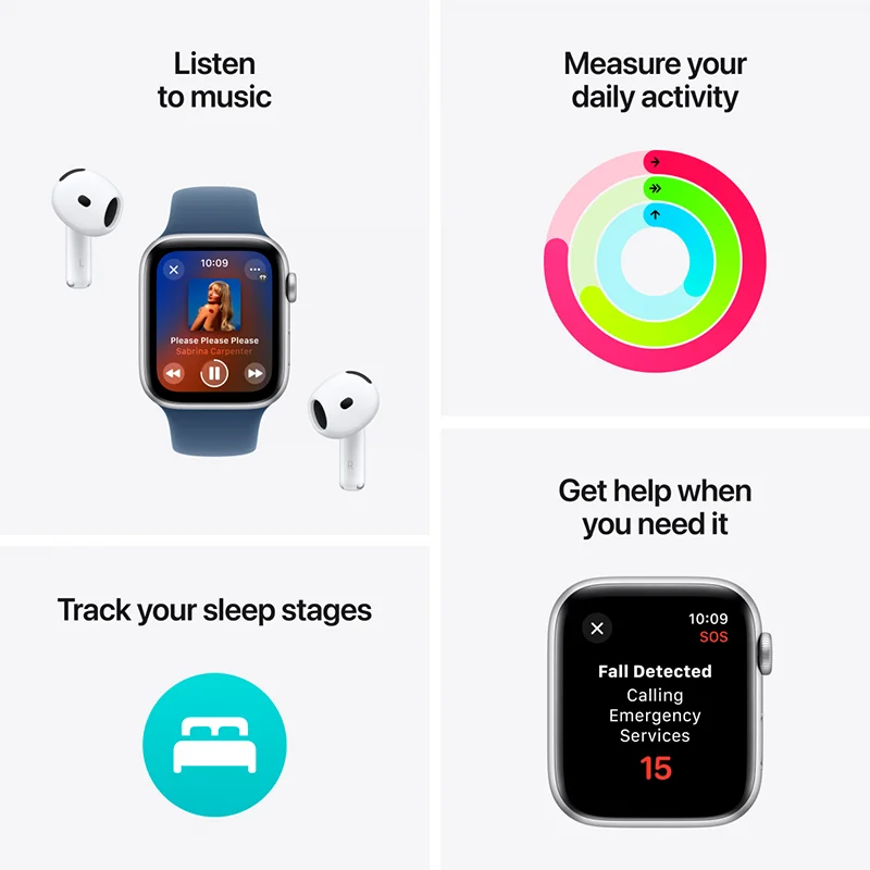Apple Watch SE GPS 44mm Midnight Aluminium Case with Midnight Sport Band - S/M - Image 4