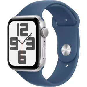 Apple Watch SE GPS 44mm Silver Aluminium Case with Denim Sport Band - S/M