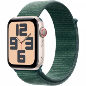 Apple Watch SE GPS + Cellular 40mm Starlight Aluminium Case with Lake Green Sport Loop