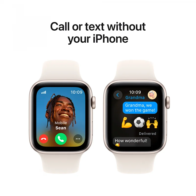 Apple Watch SE GPS + Cellular 44mm Starlight Aluminium Case with Starlight Sport Band - S/M - Image 4