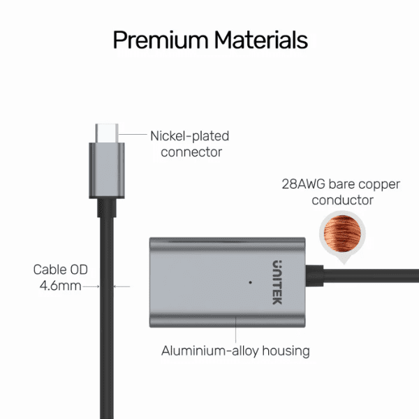 Unitek USB-C to USB-A Active Extension Cable - Image 4