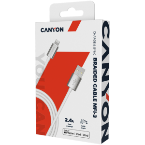 CANYON cable MFI-3 Lightning 12W 1m White