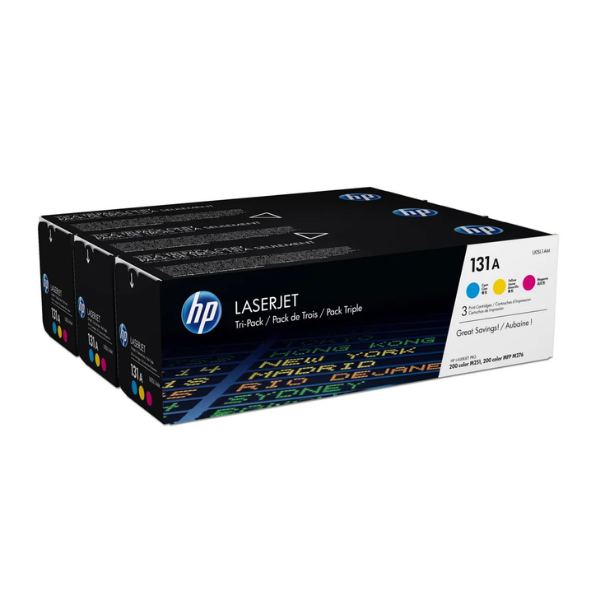 HP 131A 3-pack Cyan/Magenta/Yellow Original LaserJet Toner Cartridges,Per cartridge: 1,800 pages cyan, 1,800 pages magenta, 1,800 pages yellow - Image 2