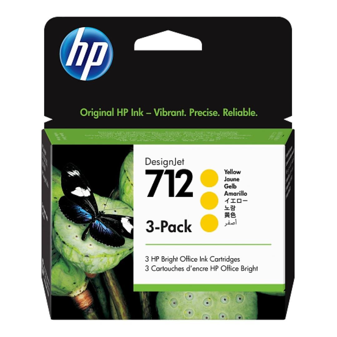 HP 712 DesignJet Yellow Ink Cartridge Original 3ED78A 3-pack