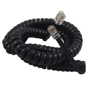 RJ11 CURLY TELEPHONE CABLE-BLACK