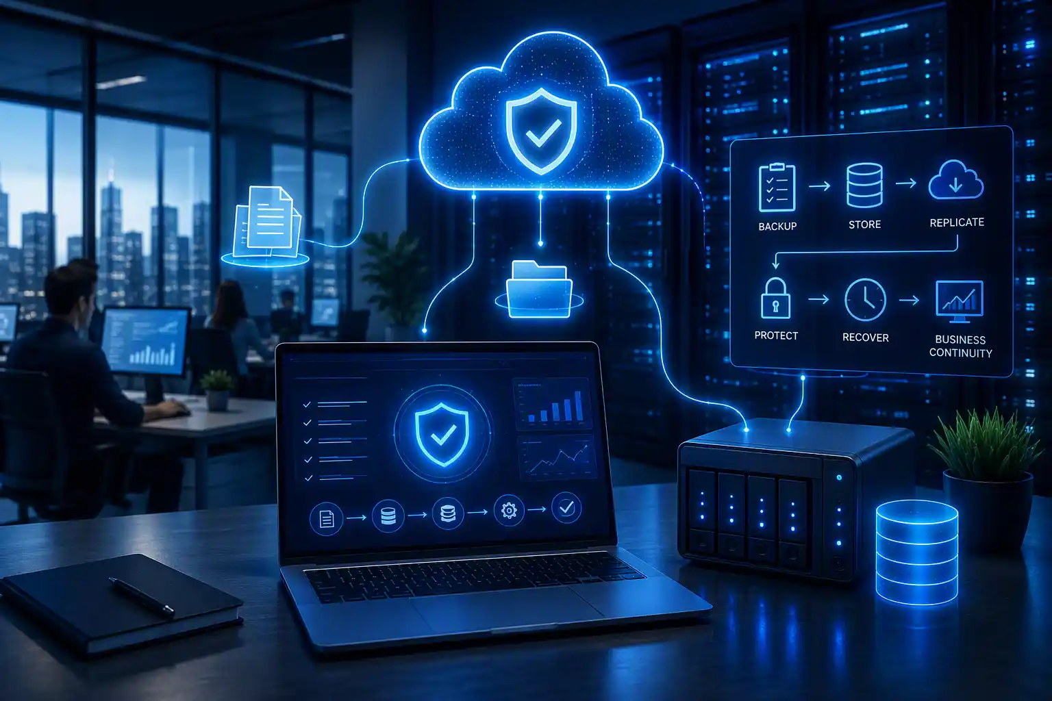 Business cyber security protection against ransomware, phishing attacks and data breaches