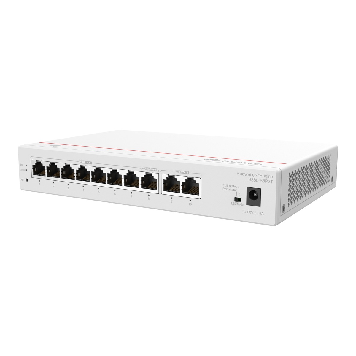 S380 S8P2T 2*GE WAN 8*GE LAN(PoE+ 124W) up to 350 users forwarding performance 2Gbps