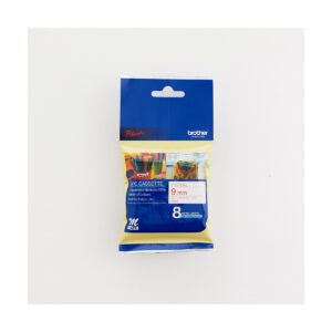 Brother 9MM Red on White Non-Laminated tape