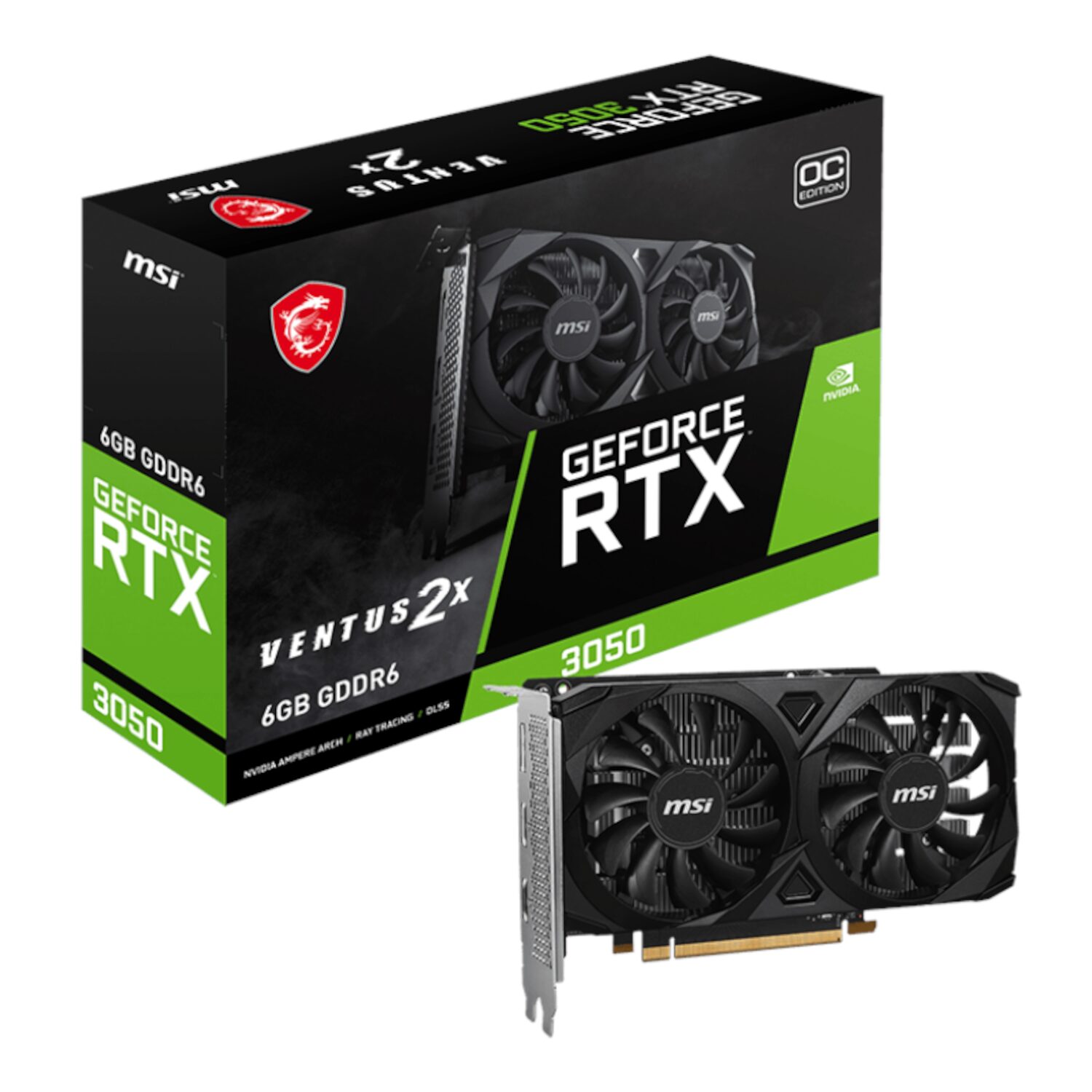 MSI GeForce RTX 3050 VENTUS 2X E 6GB OC Graphics Card (RTX3050VENTUS2XE6GOC)