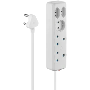 Switched 5 Way Multiplug - White