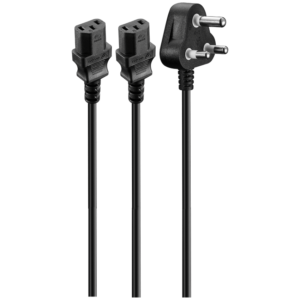 Volkano Presto Series Double 3 Pin IEC Power Cable 1.8m 10a - Black