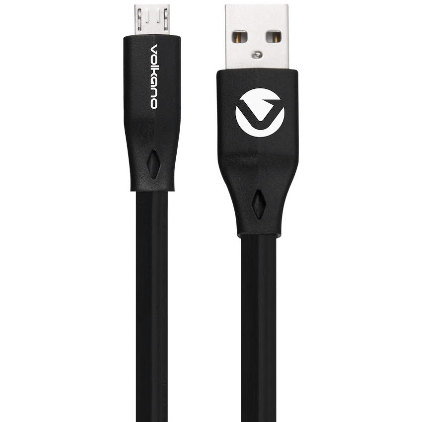 Volkano Slim Series Flat PVC Micro USB Cable 1.2m - Black