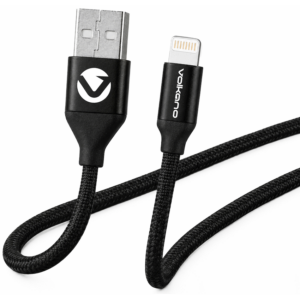 Volkano Weave Series Fabric Braided MFI Lightning Cable 27W 1.2m - Black