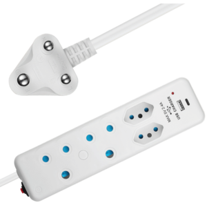 Switched 4-Way Extension Lead with 1x Type-C + 1x USB - 4m