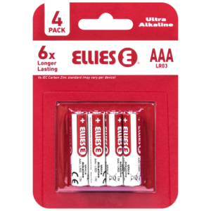 Ellies Ultra Series - Alkaline Batteries AAA 4 Pack -WT