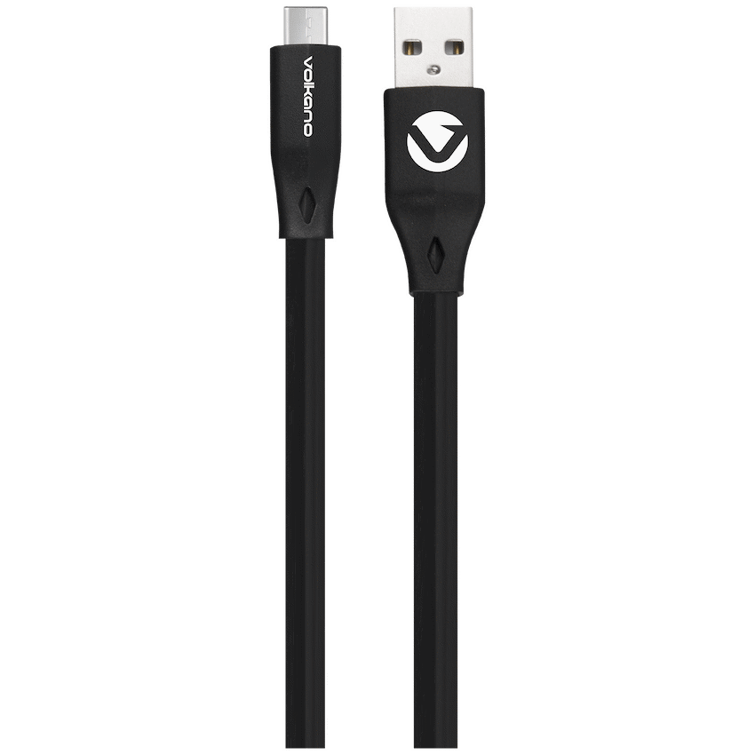 Volkano Slim Series Flat PVC Type-C Cable 1.2m - Black - Image 2