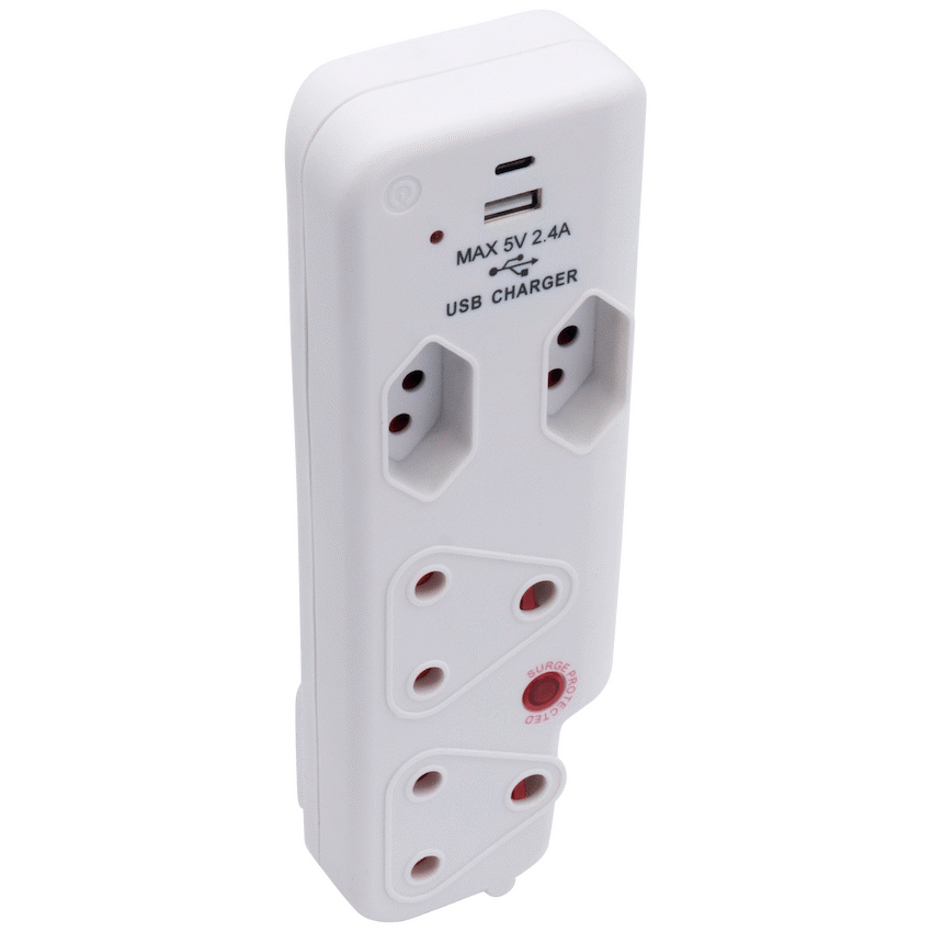Ellies 4 Way Surge adaptor with type C + USB - WT - Image 2