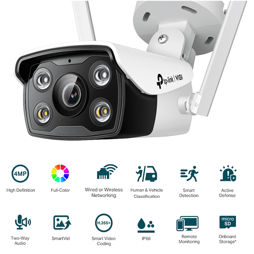 TP-Link Vigi C340-W 4MP 4mm Outdoor Full-Color Wi-Fi Bullet Network Camera - Image 2