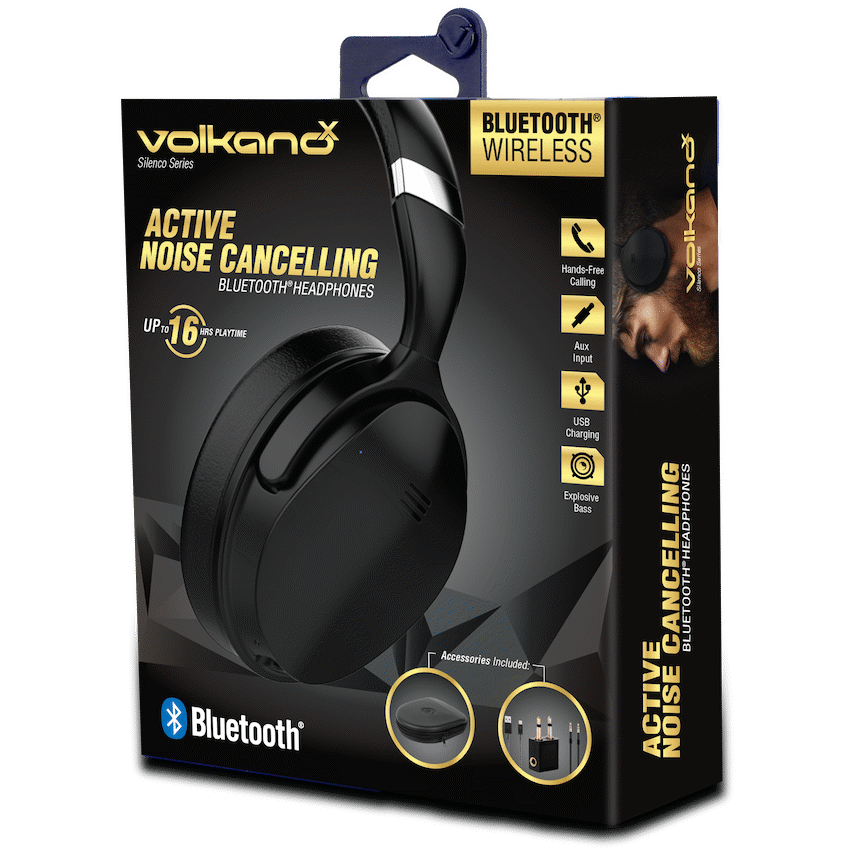 VolkanoX Silenco Series Active Noise-Cancelling Bluetooth Headphones - Black - Image 2