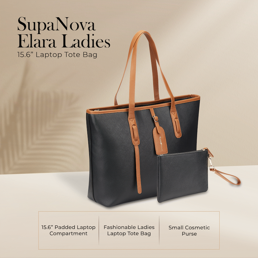 Supanova Elara Ladies 15.6" Laptop Tote Bag Black - Image 3