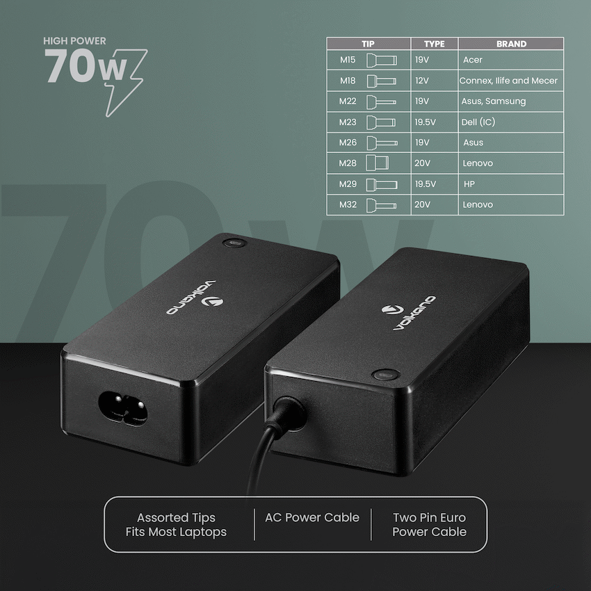 Volkano Omni Plus Universal 70W laptop charger with 12V out - Image 3