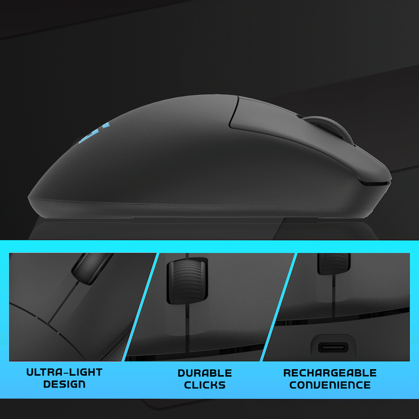 Volkano gaming Arc SL Lightweight Rechargeable multimode Gaming Mouse - Black - Image 3