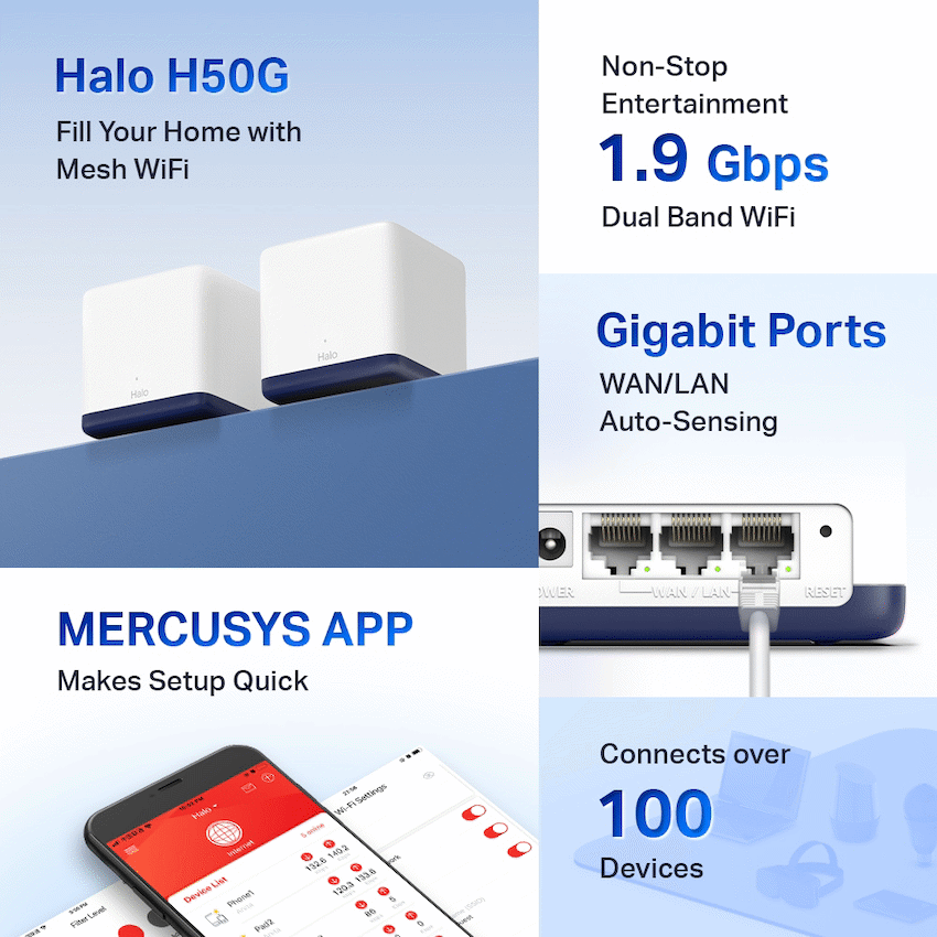 TP-Link Mercusys Halo H50G (3-Pack) AC1900 Whole Home Mesh Wi-Fi System - Image 3