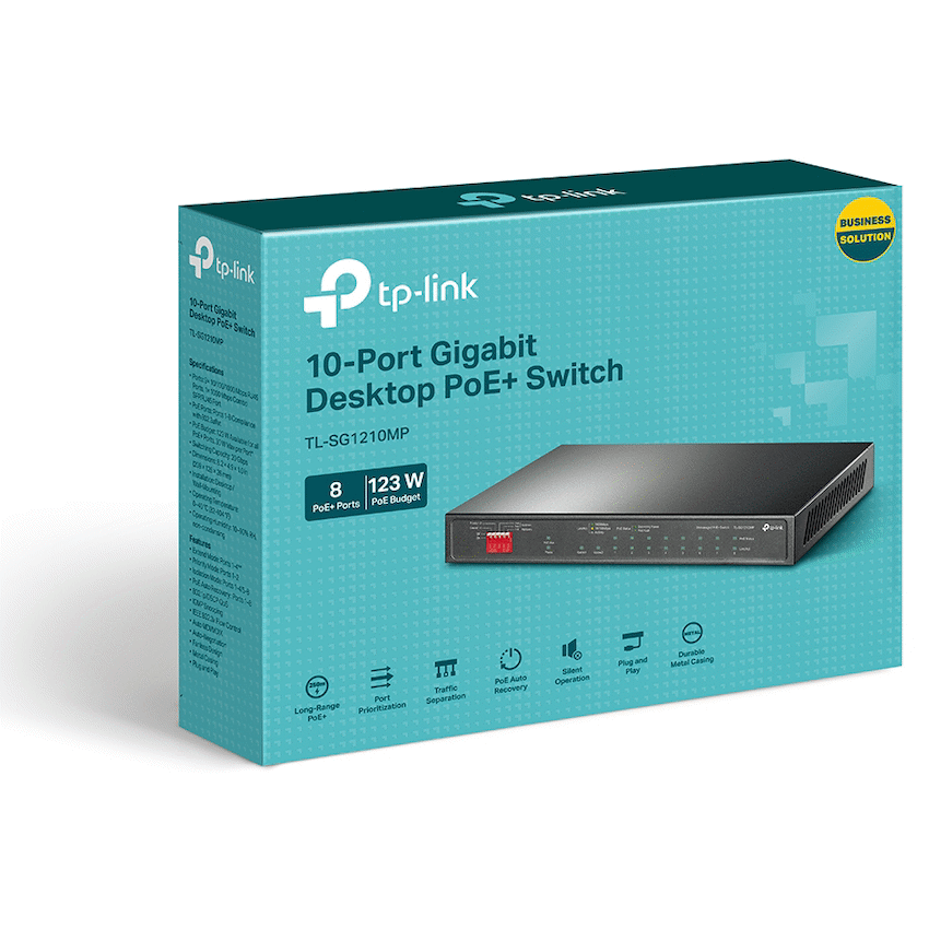 TP-Link TL-SG1210MP 10-Port Gigabit Desktop Switch with 8-Port PoE+ - Image 3
