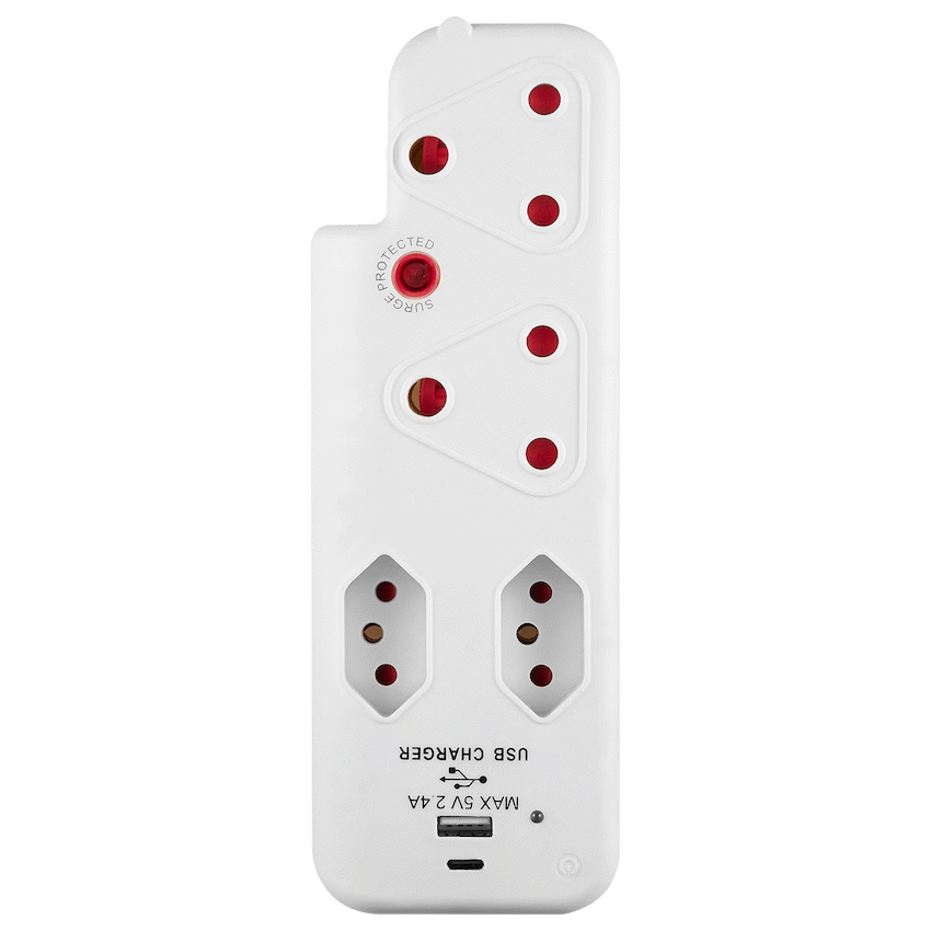 Ellies 4 Way Surge adaptor with type C + USB - WT - Image 3
