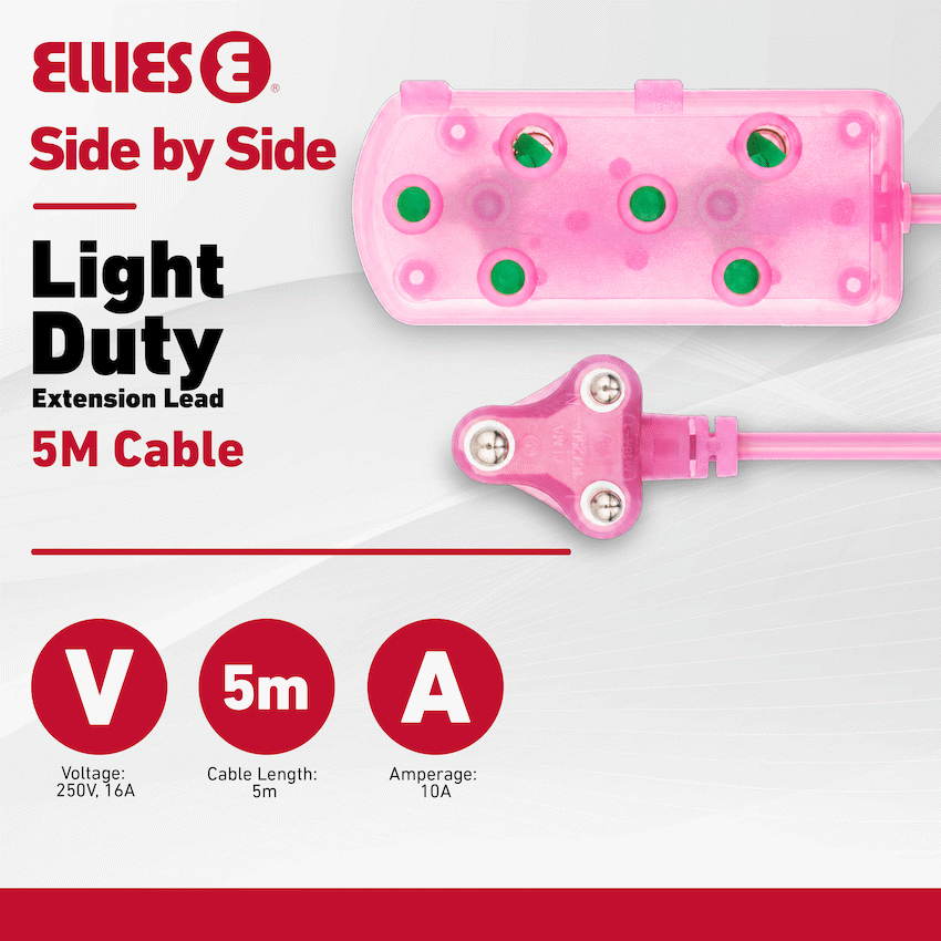 Ellies Side by Side Light Duty Extension Lead-5M - PK - Image 3