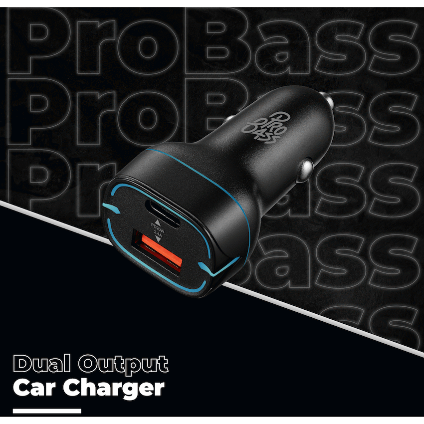 Pro Bass AutoPower Series 32w Dual USB and Type-C Car Charger - Image 3