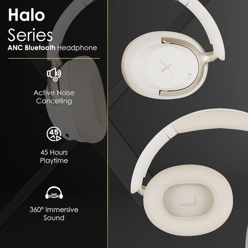 VolkanoX Halo ANC Bluetooth Headphone - Nude - Image 3